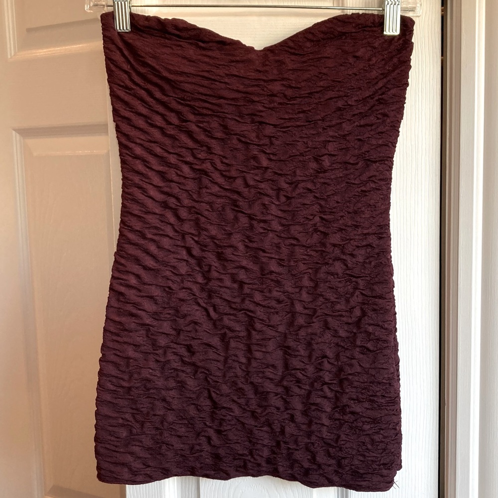 Charlotte Russe smocked strapless/tube top, eggplant color, sweetheart neckline